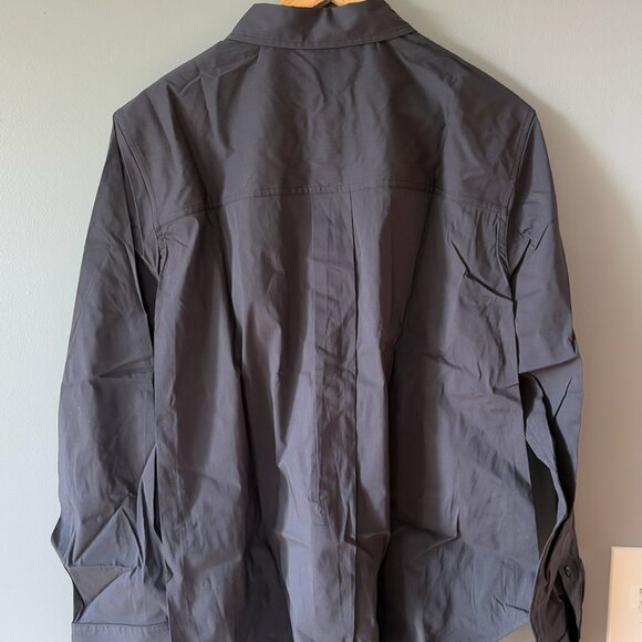 cotton blend poplin button down shirt lululemon size L Black - Picture 3 of 4